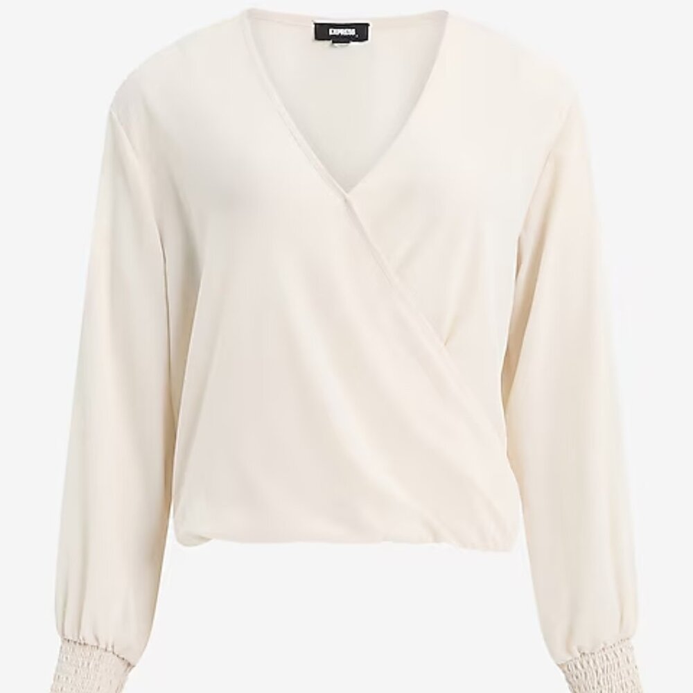 NEW! Express V-Neck Long Sleeve High Low Hem Surplice Top XL